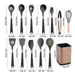 Gold Plated Handle Silicone Cooking Utensils Set - Image 3